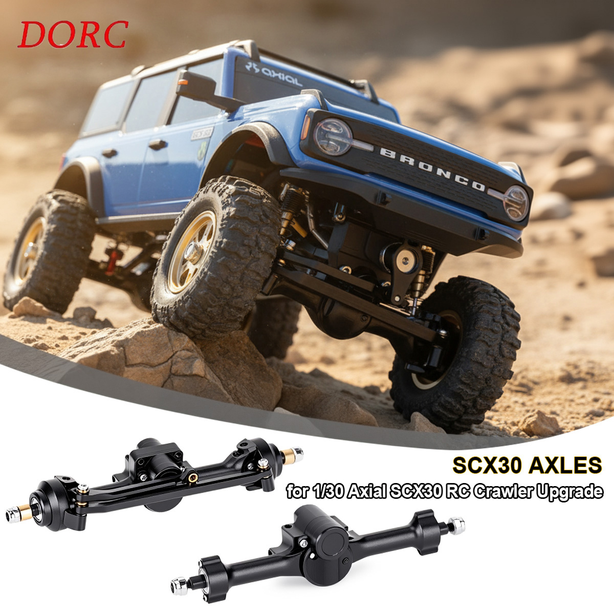 Rc Crawler Axle Parts - SCX30 1/30 +5mm aluminium voor- en