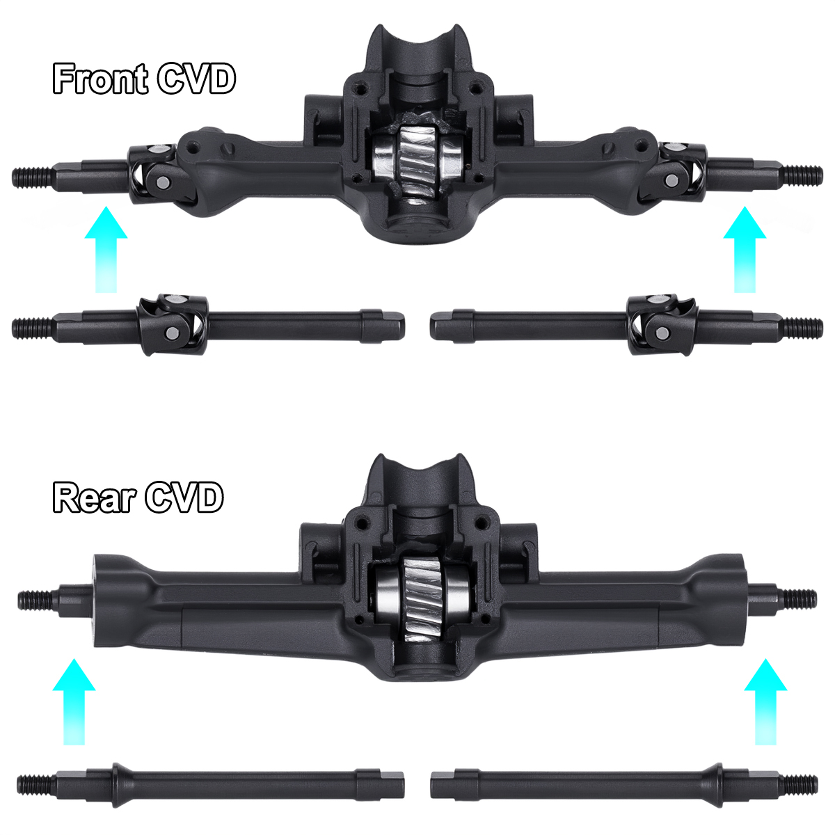 Rc Crawler Axle Parts - 4 stuks stalen voor- en achteras