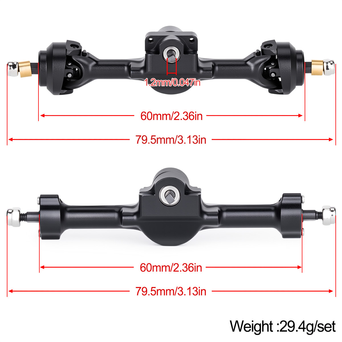 SCX30 1/30 +5mm aluminium voor - Rc Crawler Axle Parts recensie en prijs